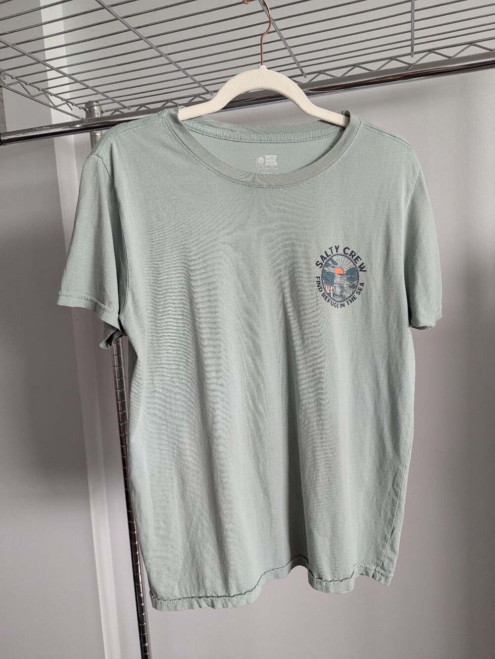 Salty Crew Beach Graphic Crewneck T-Shirt (Sage Green)